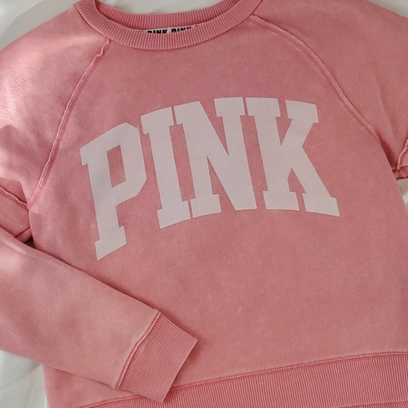 PINK Victoria's Secret Tops - Victoria's Secret PINK crew logo pink sweatshirt